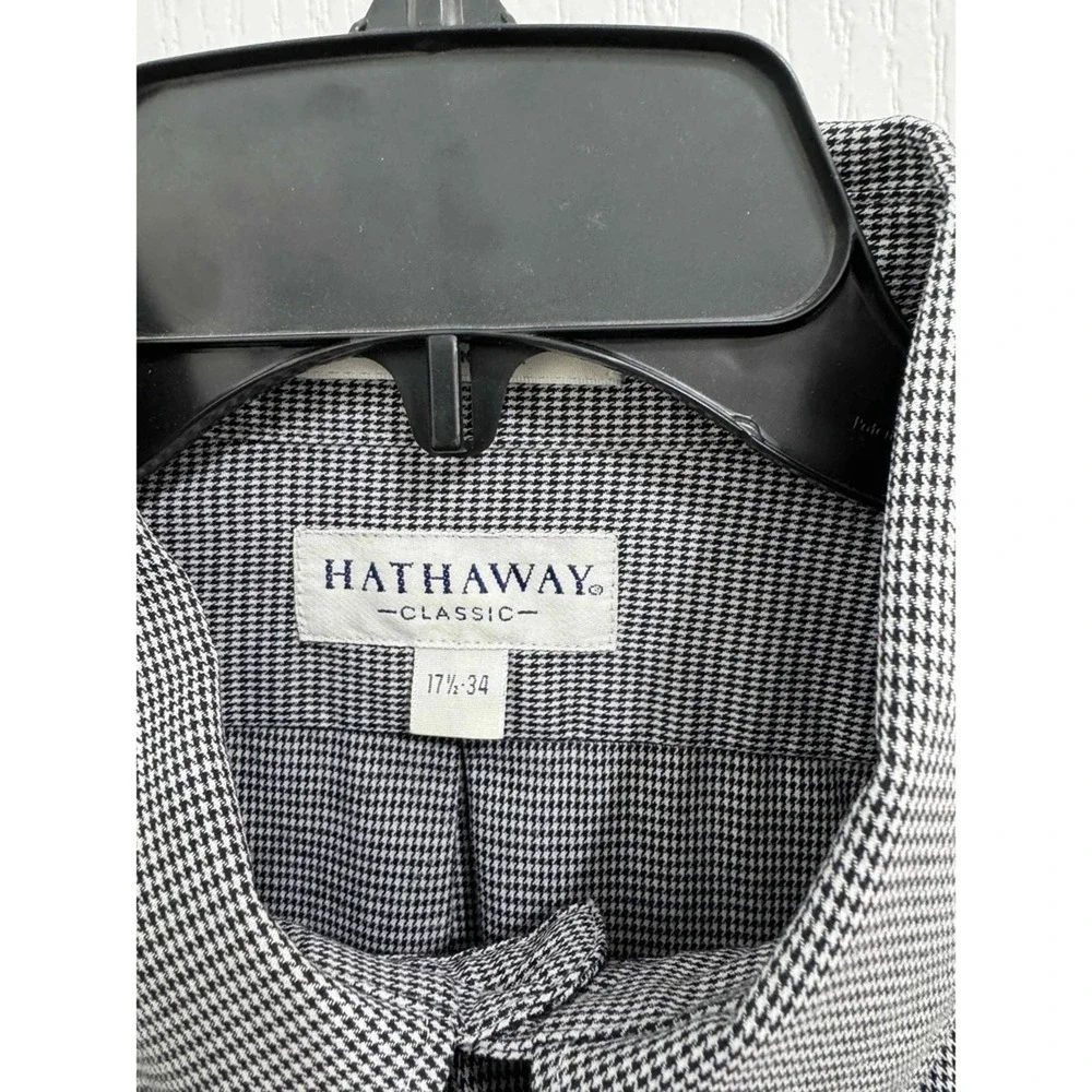 Hathaway Town Country‎ Shirt Mens 17 1/2 34 Grey Long Sleeve Button Up Collared
